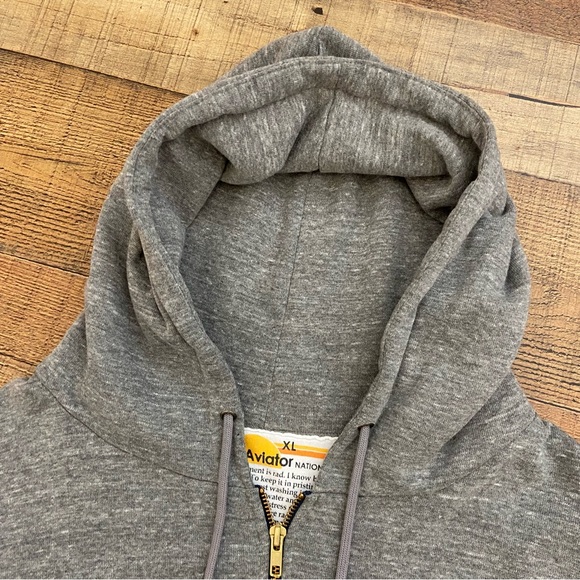Aviator Nation Gray Hoodie Zip Up JACKET with Rainbow Accents - Picture 8 of 13